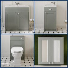 Grey Traditional Bathroom Furniture Vanity Unit Toilet Suite Storage Cabinet