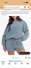 Light Blue Women  s Size Small Lounge Set Crewneck And Shorts