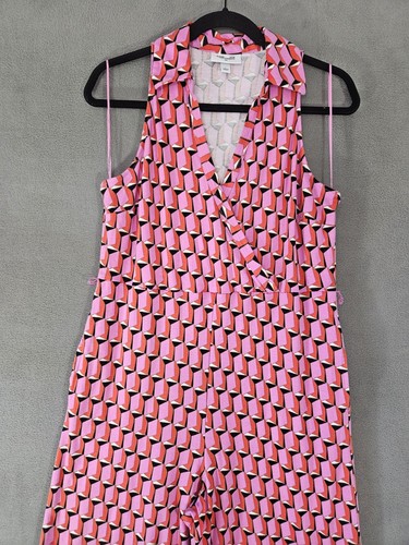 Tuta Diane Von Furstenberg rosa geometrica senza maniche taglia Large L Boho - Foto 2 di 12