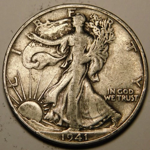 1941-S Walking Liberty Half Dollar 90% Silver VG-F  "As Pictured-Not Cleaned"