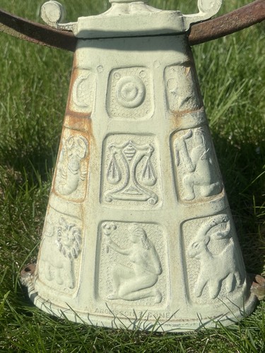 Amazing! Estate Swedish Sundial with Zodiac Base Copper and Iron Armillary - Picture 8 of 15