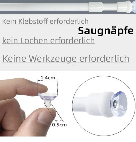 2 Stücks Gardinenstange ohne bohren, Klemmstange für Gardinen 60,5-105CM - Bild 5 von 8