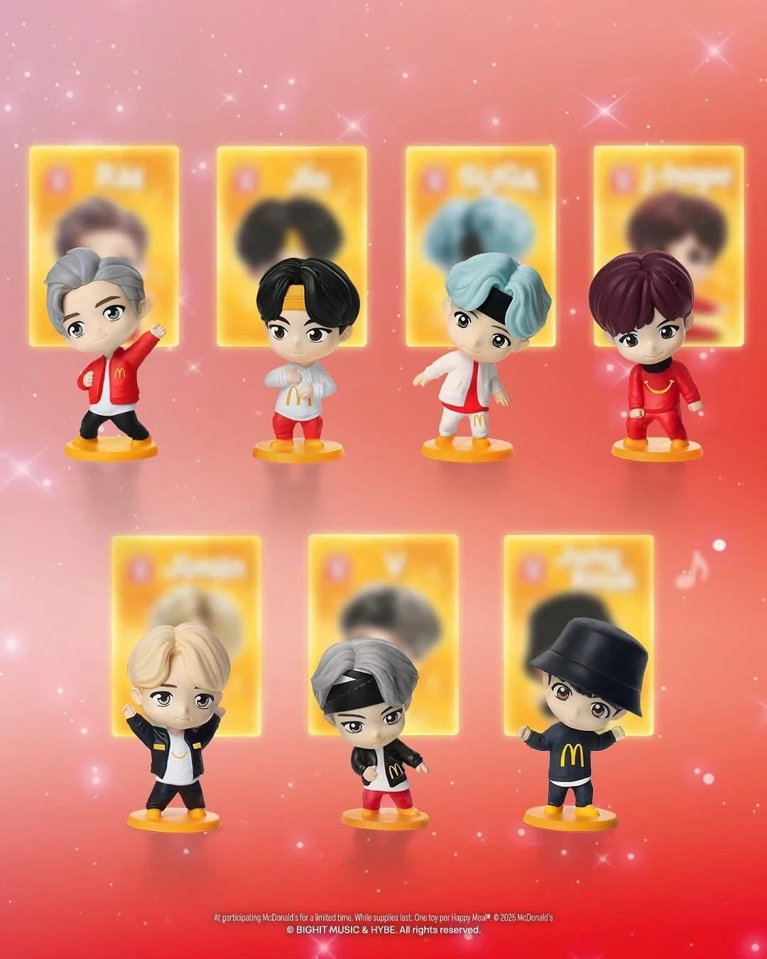 McDonald's Tinytan x BTS 2025 Juegos de juguetes Happy Meal 8-14 Encore + Caja Happy Meal