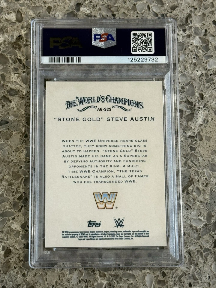 Refrator Stone Cold Steve Austin 2025 Allen & Ginter ouro preto #’d/13 PSA 9 MT - Imagem 2 de 2