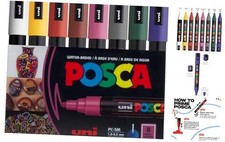 8 Medium Paint Markers Set   5M   Dark Tones   White, Ochre, Ruby Red