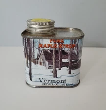 Vermont Grade A Medium Amber Pure Maple Syrup Vintage 8 OZ Empty Tin Canister