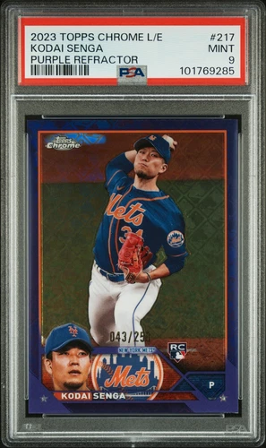 2023 TOPPS CHROME LOGOFRACTOR ED #217 KODAI SENGA ROOKIE RC 43/250 PSA 9