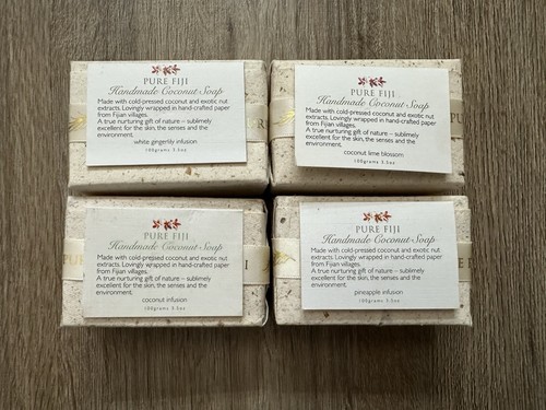 Pure Fiji Luxury Handmade Coconut Decorative Spa Soap Set Of 4 New - Picture 4 of 8