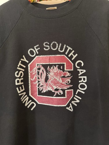 Vtg 80s University Of South Carolina USC Gamecocks Sweatshirt Adult Black USA XL - Picture 2 of 7