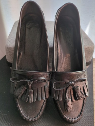 Damenschuhe Cole Haan Italien Größe 8 1/2 B Kilty/Quaste Halbschuhe schwarz flache Schuhe