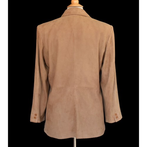 Faconnable Goatskin Suede Jacket, Luxury French Designer Women Blazer, L to XL - Picture 5 of 7