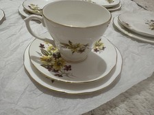 Vintage Duchess Floral Cup Saucer w Gold Trim ' Susie ' 406 Bone China England