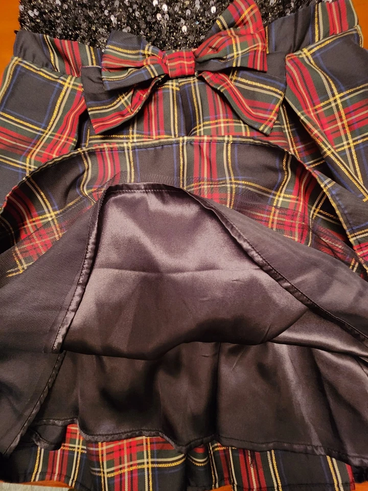 Vestido de vacaciones para niñas lentejuelas a cuadros ajuste y acampanado azul 16 Navidad festivo preppy Foto 4 de 4