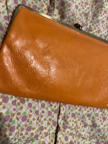 hobo international Orange Large Wallet Bag Organizer Paisley Embossed - 第 8/18 張圖片