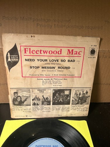 FLEETWOOD MAC France "NEED YOUR LOVE SO BAD" Picture Sleeve PS Rare Rock Beatles - Picture 3 of 6