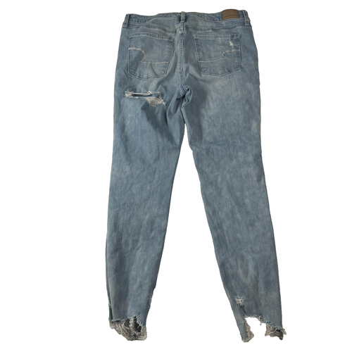 American Eagle Jeans Womens 12 Blue 360 Ne(x)t Level Stretch Distressed Ripped - Picture 8 of 17