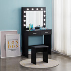 Modern LED Vanity Set with Stool & Mirror - Perfect for Makeup in Bedroom