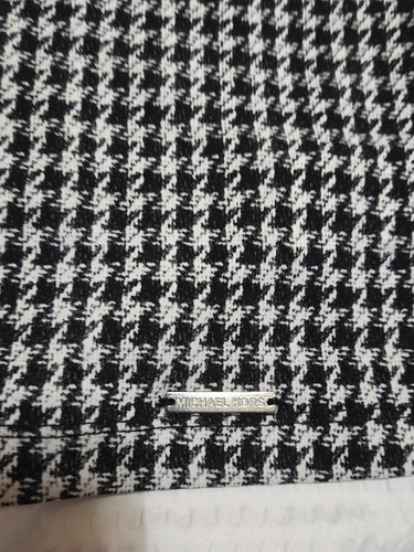 NWT Michael Kors Houndstooth Accordian Long Sleeve Top Womens XL Black White - Picture 4 of 15