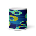Teal and Gold Abstract Geometric Ceramic Coffee Mug - 11oz