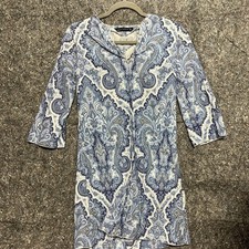 Zara Dress Women S Blue Floral Long Sleeve Lightweight V Neck Minimalist