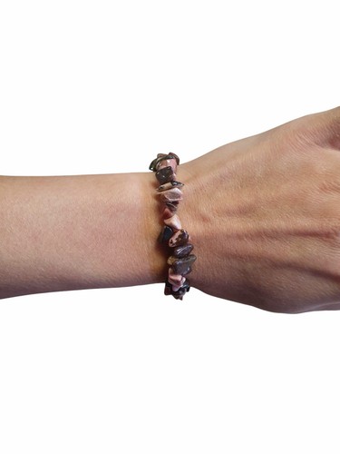 Rhodonit Chip Armband, Splitterarmband - Heilstein - Bild 4 von 6