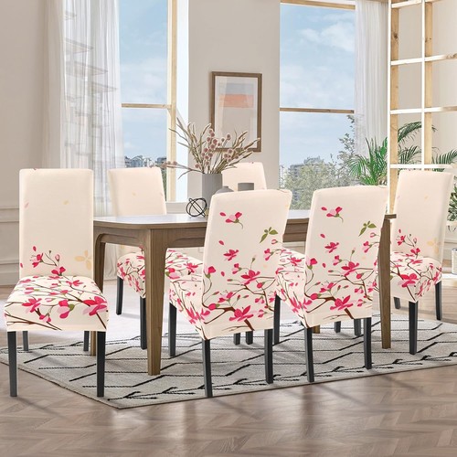 SearchI Dining Room Chair Covers Slipcovers Set of 4, 4 per set, Pink Flowers  - Bild 2 von 13