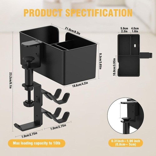 Metal Desk Side Box 360° degree Rotating Water Cup Holder Office - Photo 2/16