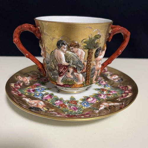 Double Cup Richard Ginori Handle Capodimonte - Picture 4 of 4