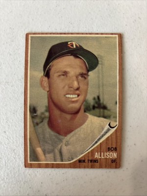 1962 Topps Baseball Bob Allison, Minnesota Twins #180