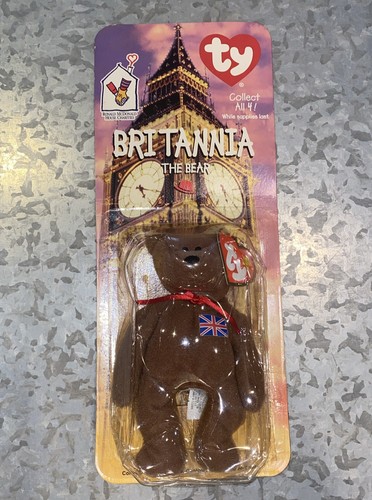 McDONALDS TY BEANIE BABY BRITANNIA THE BEAR RARE WITH 2 TAG ERRORS 1993 OAKBROOK - Picture 1 of 21