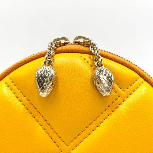 BVLGARI Serpenti Cabochon Quilted Leather Mini Shoulder Crossbody Bag Yellow - Picture 6 of 10