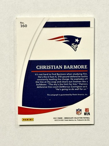 Panini Immaculate Christian Barnore 2023 automático/99 Patriots LEER - Imagen 2 de 3