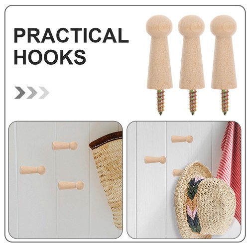 6 Pcs Small Shaker Pegs Wooden Hook Door Hooks for Hanging Towel Hanger - Picture 8 of 12