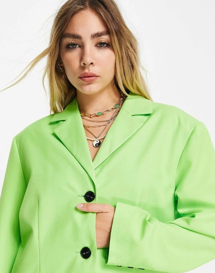 Nuevo conjunto blazer traje de negocios de gran tamaño verde neón europeo Topshop sin etiquetas Foto 3 de 4