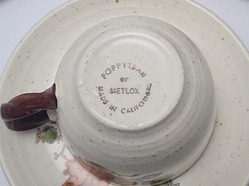 Metlox Poppytrail Woodland Coffee Tea Cups with Saucers Stoneware MCM USA Made - Picture 10 of 20