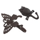 2 Pcs Iron Hooks Wall Hooks Decorative Animals Shape Hooks Retro Bar Hooks
