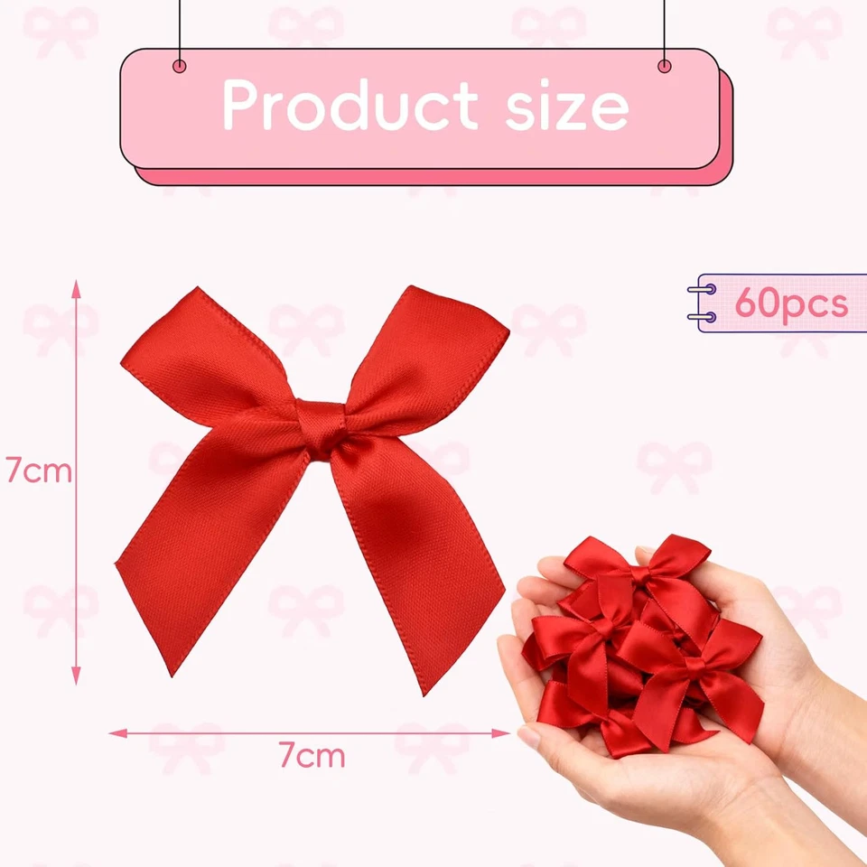 60 Kleine Rote Schleifen Bastel Deko Hochzeit Geschenk Kuchen - Bild 2 von 4