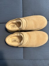 UGG Women's Beige Suede Shearling Lined Slip-On Slippers
