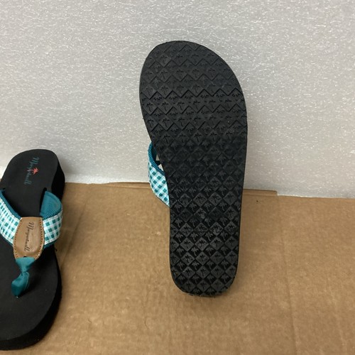 Margaritaville Plaid Blue MG1562C Thong Flip Flop Wedge Women's US Size 8 - Picture 4 of 6