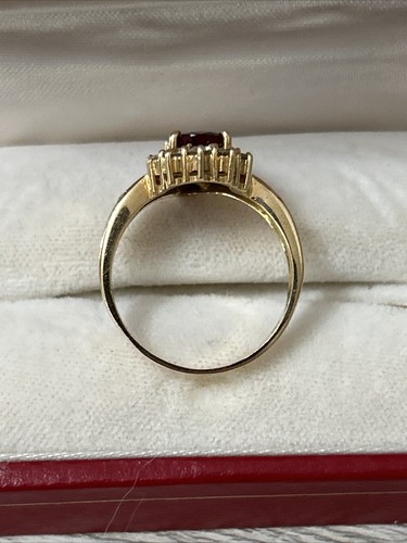 Yellow Gold 14k Natural Ruby & Diamond Ring Size 8.5 - 5.44 Grams With Appraisal - Picture 7 of 11