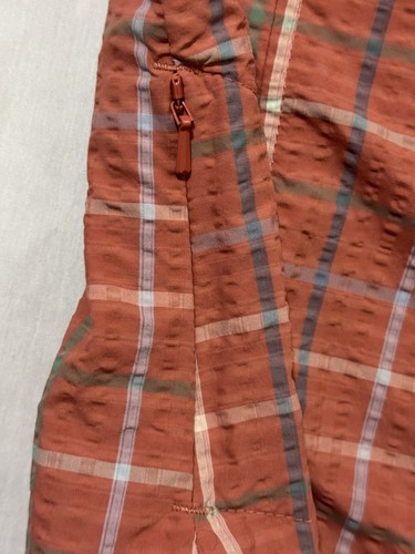 Columbia Short Sleeve Shirt Orange Rust Striped Womens M Gingham - Picture 4 of 10