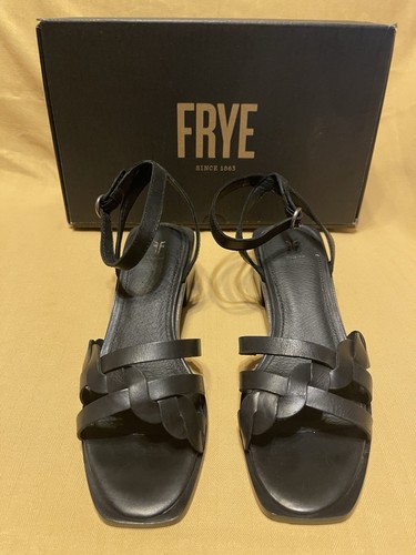 NWB Black Frye Lucia Strappy Block Heel Braided Leather Strappy Sandals 7.5M - Picture 3 of 7