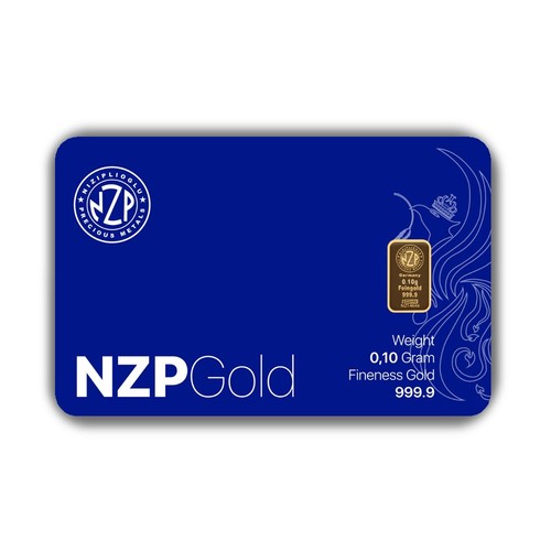 Gold Bar 0.10 Grams NZP Gold Germany 0.1g Credit Card Size Fine Gold 999.9 - Picture 2 of 3
