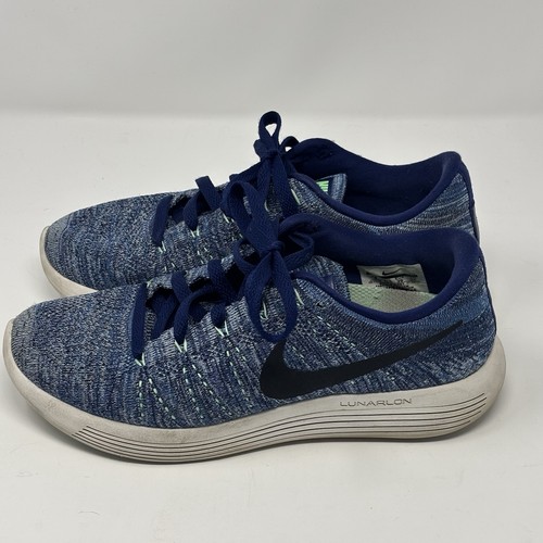 Nike Lumarepic Flyknit Mujer Zapatos Tenis Talla 8 Azul Negro 843765–501 Lunarlon - Imagen 2 de 7