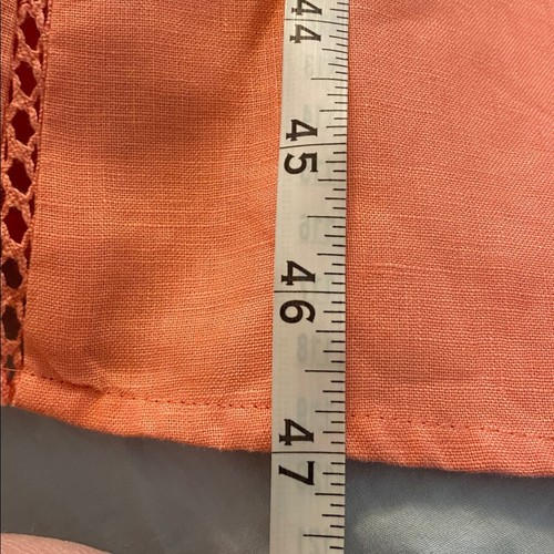 Jones New York Signature Coral Peach Linen Collared Belted Midi Dress Size 16 - Picture 8 of 9
