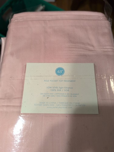Pottery Barn Kids Silk Panel Pole Pocket Curtain 63" x 44" Pink - Quantity 4 - Picture 2 of 3