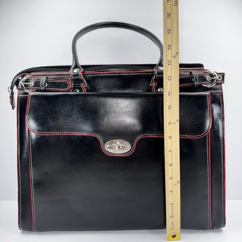 Porte-documents pour ordinateur portable Mcklein WINNETKA 15” en cuir noir/rouge - Photo 22/24