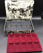 ZIPPO Lighters Metal TIN BOX Vintage With 10 Plastic Holders Felt Lined Insert