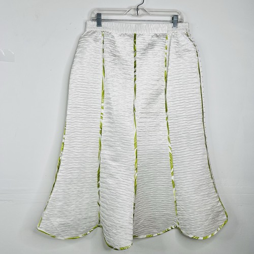 Giovanna Signature 2PC Skirt Suit 14 White Green Stunning Feminine Collarless - Picture 9 of 12