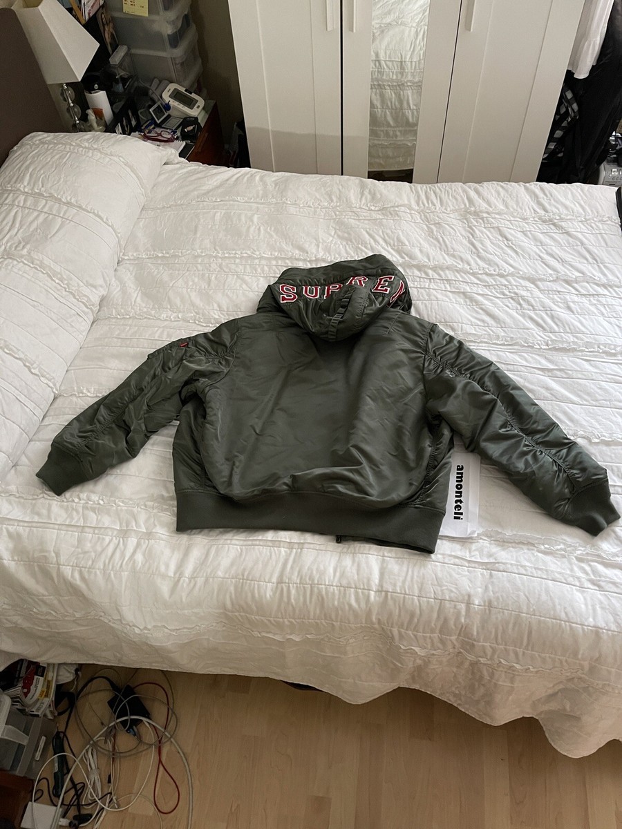 BRAND NEW SUPREME HOODED MA-1 BOMBER JACKET FW21 - OLIVE